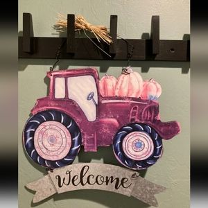 Welcome Sign Fall Decor Pumpkin Wagon